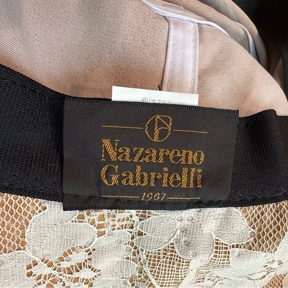 Nazareno Gabrielli Lace Wide Brim Bucket Hat Italy RARE OOAK nude tan beige main image 6